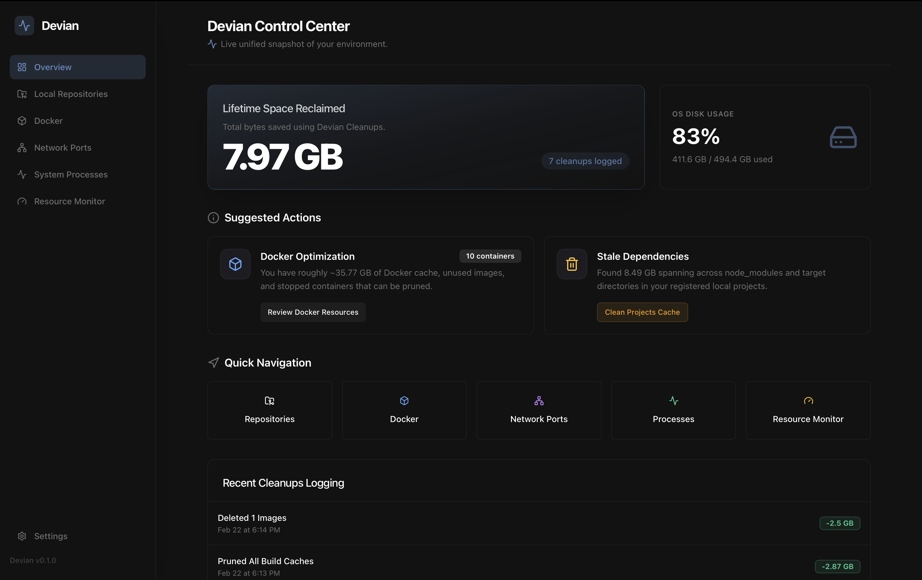 Devian Dashboard Preview